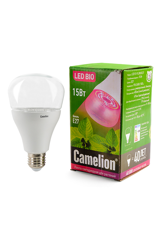 Camelion LED15-PL/BIO/E27 (Эл.лампа светодиодная для растений 15Вт 220В), 4895117877609, F000232